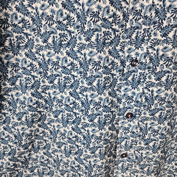 Con.Struct Blue Fern Print 4-Way Stretch Button Front Shirt - Picture 2 of 5